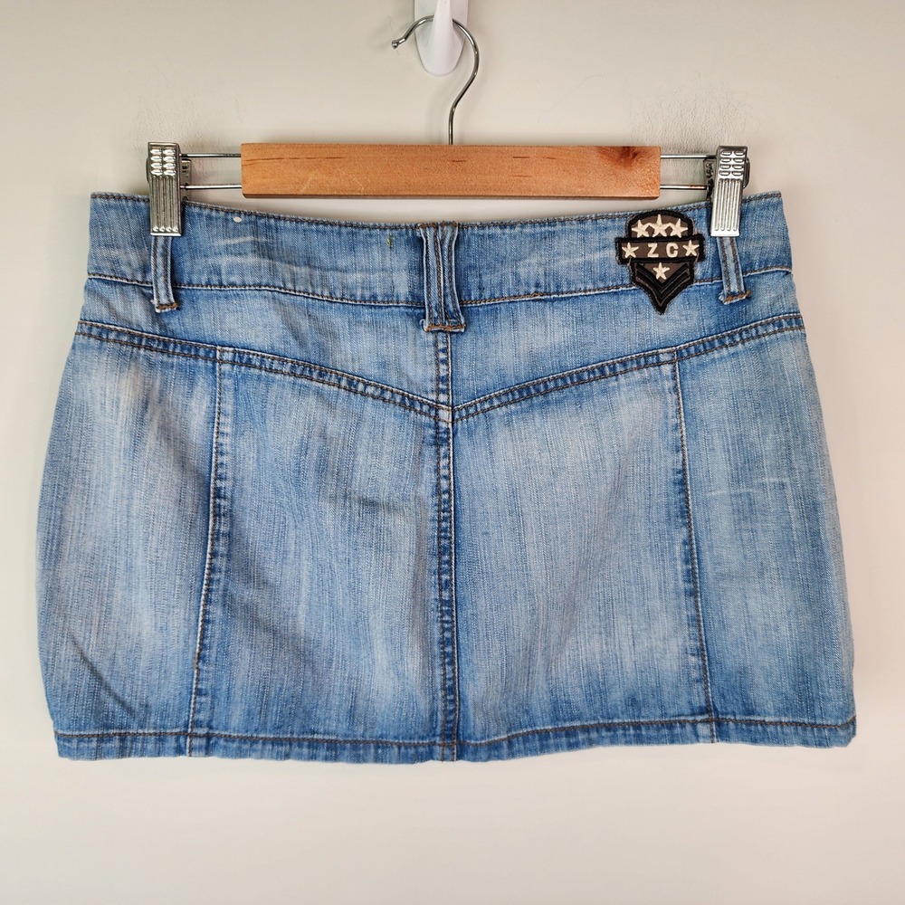 Z. Cavaricci VTG 90s Y2K Micro Mini Denim Skirt Size 7 Blue Cargo Pockets - Picture 3 of 5